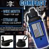 imageIron Infidel Battle Bottle  Half Gallon Insulated Water Bottle with Paracord Handle  Large 64 oz Stainless Steel Water Jug ampamp Rugged Removable Sleeve For Keys Wallet Phone Black Camo 2 Liter32oz  Blue Line