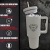 imageIron Infidel Tactical Tumbler with Straw Lid  40oz Insulated Tumbler for Men ampamp Women that Fits Car Cup Holder with Rugged Sleeve to Store Keys Wallet ampamp Phone  Stealth Black40 Oz  Glacier