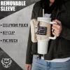 imageIron Infidel Tactical Tumbler with Straw Lid  40oz Insulated Tumbler for Men ampamp Women that Fits Car Cup Holder with Rugged Sleeve to Store Keys Wallet ampamp Phone  Stealth Black40 Oz  Glacier