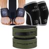 imageIron Infidel Knee Sleeves for Weightlifting Powerlifting  Weight Lifting Belt HeavyDuty Leather Weight Lifting Belt  Wrist Wraps for Weightlifting Bundle