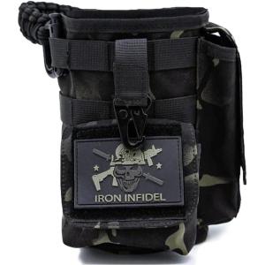 imageIron InfideI Battle Bottle Sleeve  64 oz and 32 oz Water Bottle Sleeve Only for Half Gallon 1L Steel Water Bottle  Rugged Cover with Molle for Versatile Design with Storage for Phone Wallet ampamp KeysBlack Camo