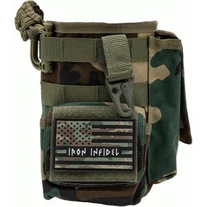 imageIron InfideI Battle Bottle Sleeve  64 oz and 32 oz Water Bottle Sleeve Only for Half Gallon 1L Steel Water Bottle  Rugged Cover with Molle for Versatile Design with Storage for Phone Wallet ampamp KeysWoodland Camo