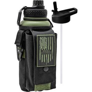 imageIron Infidel Battle Bottle  Half Gallon Insulated Water Bottle with Paracord Handle  Large 64 oz Stainless Steel Water Jug ampamp Rugged Removable Sleeve For Keys Wallet Phone Black Camo 2 Liter32oz  Widowmaker