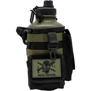 imageIron Infidel Battle Bottle  Half Gallon Insulated Water Bottle with Paracord Handle  Large 64 oz Stainless Steel Water Jug ampamp Rugged Removable Sleeve For Keys Wallet Phone Black Camo 2 Liter64oz  Widowmaker