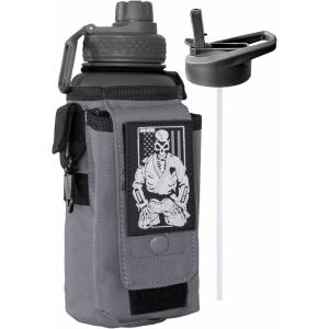 imageIron Infidel Battle Bottle  Half Gallon Insulated Water Bottle with Paracord Handle  Large 64 oz Stainless Steel Water Jug ampamp Rugged Removable Sleeve For Keys Wallet Phone Black Camo 2 Liter32oz  Earned  Not Given