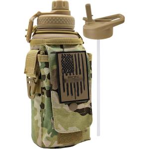 imageIron Infidel Battle Bottle  Half Gallon Insulated Water Bottle with Paracord Handle  Large 64 oz Stainless Steel Water Jug ampamp Rugged Removable Sleeve For Keys Wallet Phone Black Camo 2 Liter32oz  Camo OCP