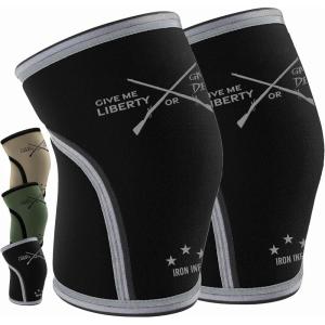 imageKnee Sleeves for Weightlifting ampamp Powerlifting 7mm Pair For Men ampamp Women  Knee Wraps for Weight Lifting Squats Fitness Gym Workout Crossfit  IPF Approved Knee Compression Sleeve SupportGive Me Liberty  Black
