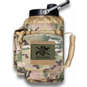 imageIron Infidel Battle Bottle  One Gallon Insulated Water Bottle with Dual Carry Handles  128 oz Tactical Stainless Steel Water Jug ampamp Rugged Extra Large Sleeve With Storage Betsy 128 Ounces128oz  OCP Camo