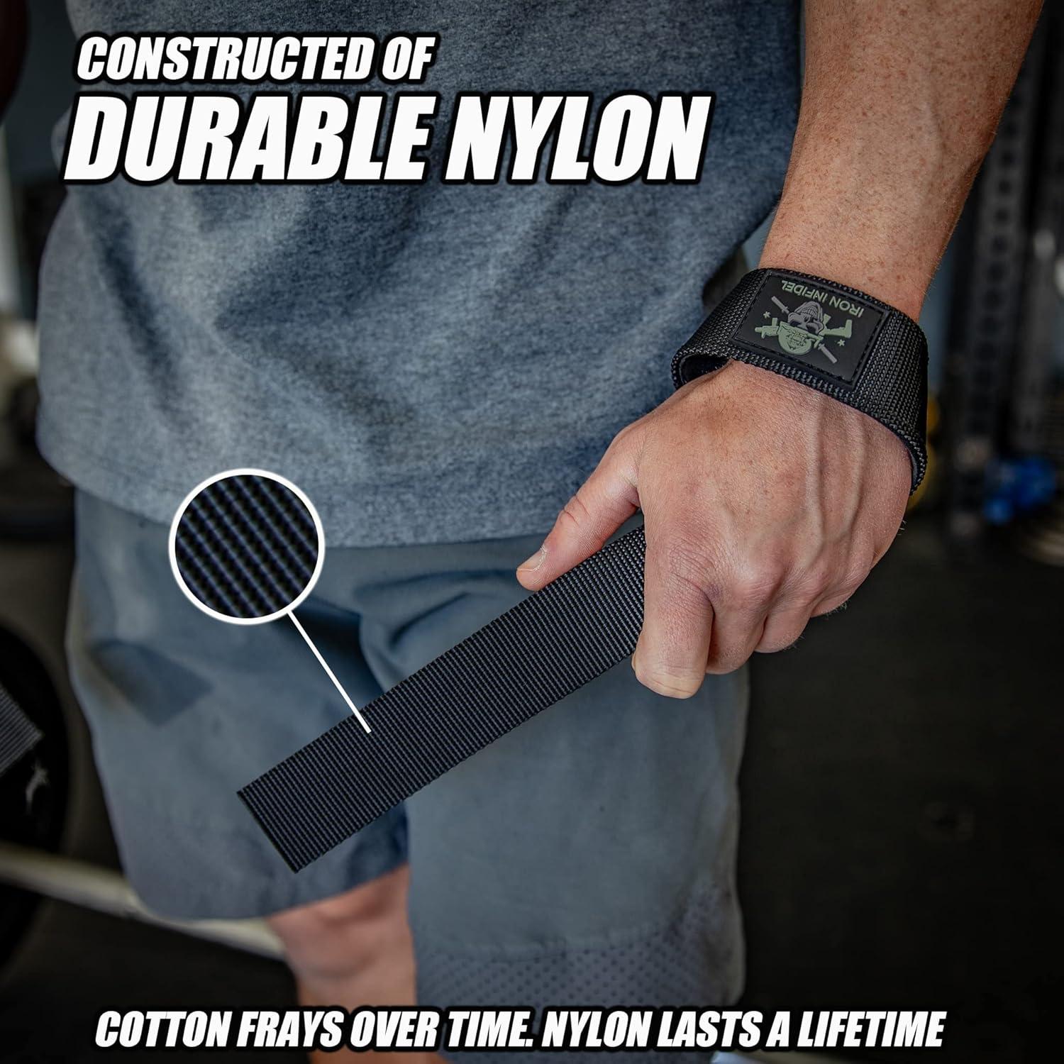 imageIron Infidel Weight Lifting Straps  Wrist Straps for Weight Lifting Deadlifting Exercise Crossfit Strength Training Olympic Lifts  Gym Straps for Grip Strength on BarNylon  Stealth Black