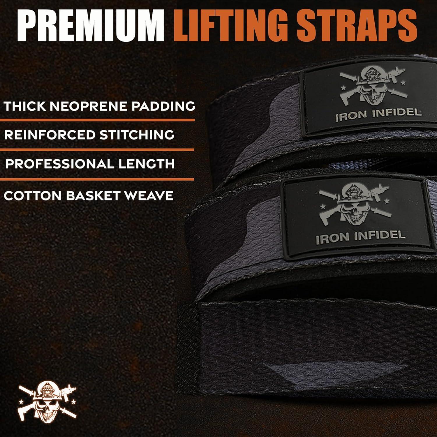 imageIron Infidel Weight Lifting Straps  Wrist Straps for Weight Lifting Deadlifting Exercise Crossfit Strength Training Olympic Lifts  Gym Straps for Grip Strength on BarCotton  Black Camo
