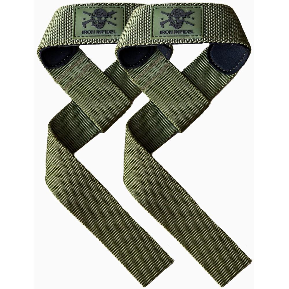 imageIron Infidel Weight Lifting Straps  Wrist Straps for Weight Lifting Deadlifting Exercise Crossfit Strength Training Olympic Lifts  Gym Straps for Grip Strength on BarNylon  OD Green