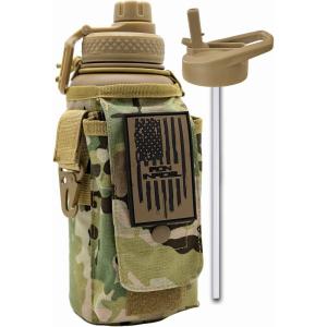 imageIron Infidel Battle Bottle  Half Gallon Water Bottle Insulated 64 oz Tactical Stainless Steel Water Jug with Handle  Gym Water Bottle with Rugged Sleeve for Storage Cobalt 2 Liter32oz  Camo OCP