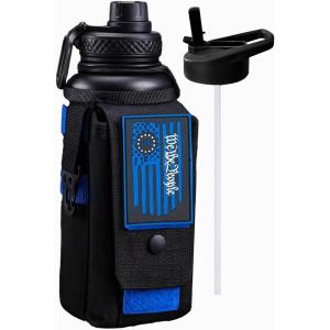 imageIron Infidel Battle Bottle  Half Gallon Water Bottle Insulated 64 oz Tactical Stainless Steel Water Jug with Handle  Gym Water Bottle with Rugged Sleeve for Storage Cobalt 2 Liter32oz  Cobalt