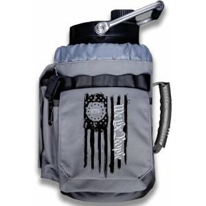 imageIron Infidel Battle Bottle  Half Gallon Water Bottle Insulated 64 oz Tactical Stainless Steel Water Jug with Handle  Gym Water Bottle with Rugged Sleeve for Storage Cobalt 2 Liter128oz  Betsy Ross