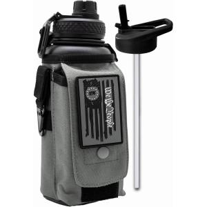 imageIron Infidel Battle Bottle  Half Gallon Water Bottle Insulated 64 oz Tactical Stainless Steel Water Jug with Handle  Gym Water Bottle with Rugged Sleeve for Storage Cobalt 2 Liter32oz  Betsy Ross