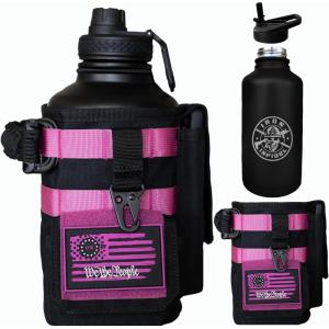 imageIron Infidel Battle Bottle  Half Gallon Water Bottle Insulated 64 oz Tactical Stainless Steel Water Jug with Handle  Gym Water Bottle with Rugged Sleeve for Storage Cobalt 2 Liter64oz  Valkyrie