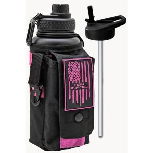 imageIron Infidel Battle Bottle  Half Gallon Water Bottle Insulated 64 oz Tactical Stainless Steel Water Jug with Handle  Gym Water Bottle with Rugged Sleeve for Storage Cobalt 2 Liter32oz  Valkyrie